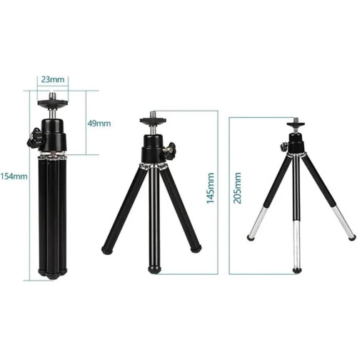 Flexible Mini Tripod with 2 Sections for Projector Camera, Adjustable Height, Silver Color, Lightweight Design 1