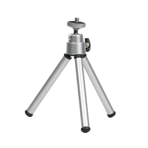 Flexible Mini Tripod with 2 Sections for Projector Camera, Adjustable Height, Silver Color, Lightweight Design