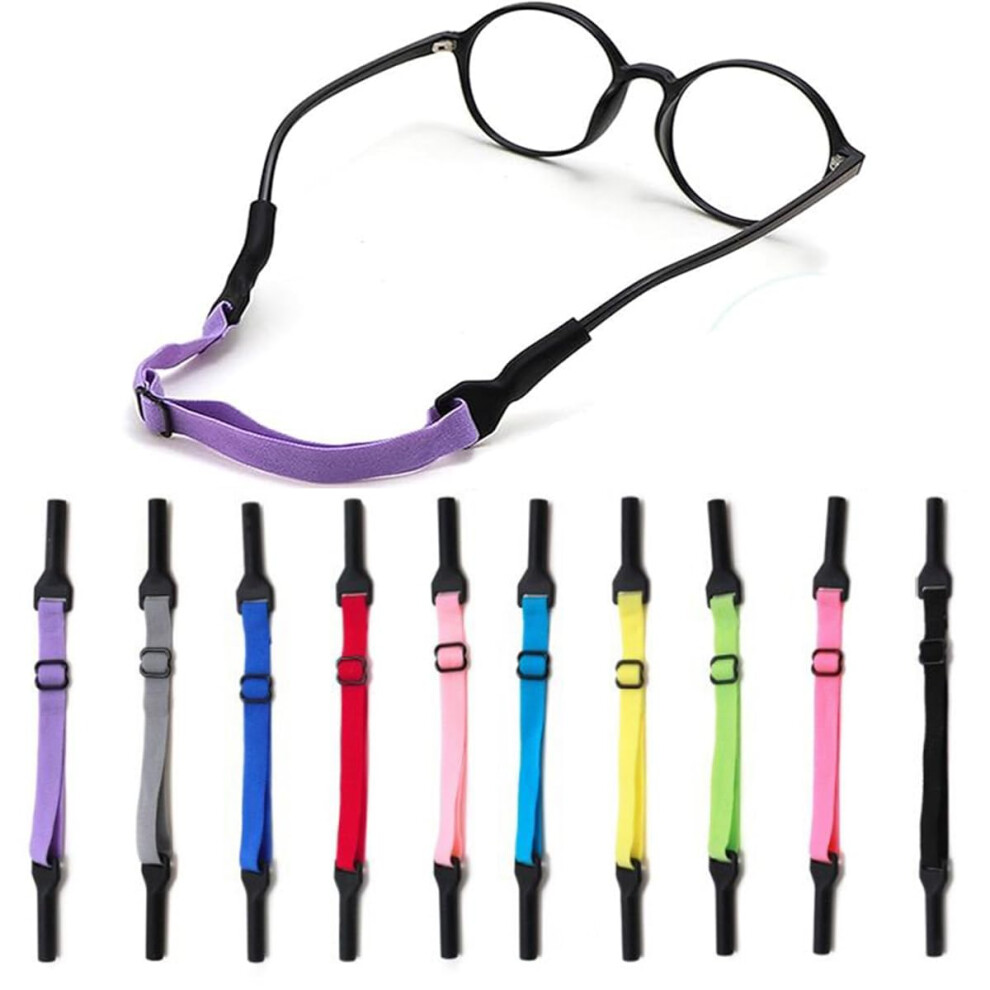 Glasses Strap - Adjustable Glasses Cord, Pack of 10 in 10 Colors for Men, Women, and Children, Sports Sunglasses Headband