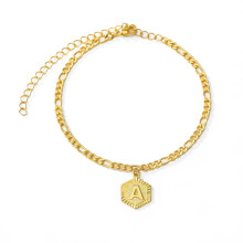 AZ Letter Anklet Stainless Steel Hexagon Initial Ankle Bracelet for Women Men Leg Chain Gift Jewelry