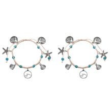 5st Strand Fußkettchen Strandarmbänder Für Frauen Muschelarmband Knöchelschmuck Sommer Schmuck 2 Stück Verschiedene Farben