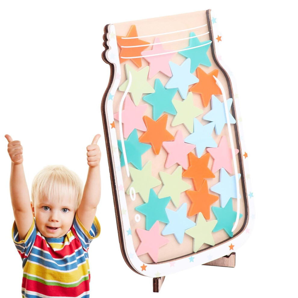 Reward Jar with 25 Multicolored Stars for Potty Training, Dinosaur Theme Reward Charts for Kids, Behavior Glass for Toddlers