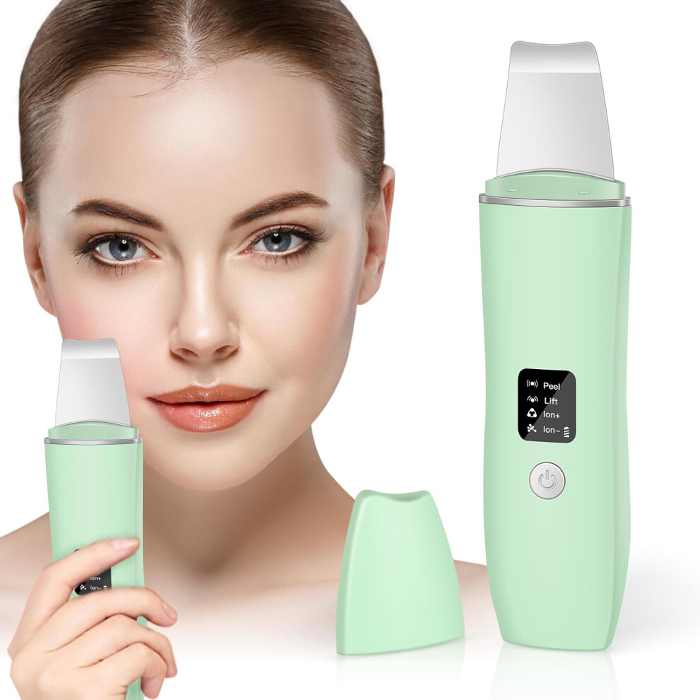 Green (Green) Skin Scrubber, Ultrasonic Skin Spatula Blackhead Remover With 4 Modes, Usb Rechargeable Facial Pore Cleaner Comedones Extractor Wrinkle Remove