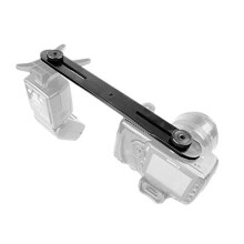 Black Dual Camera Mount with Adjustable Light Holder for DSLR and Mirrorless Cameras, Compatible with Standard Tripods