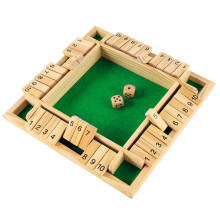 Shut The Box Game Wooden Board Game with 2 Dice for 4 Players, Math Educational Toy for Family and Travel