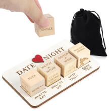 Wooden Date Night Dice Set for Couples - Reusable Action Decision Dice Game with Storage Bag for Valentine's Day and Anniversaries