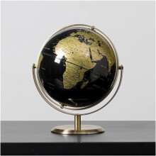 World Globe Educational Geography 27cm Black Ocean with Golden Metal Stand for Kids and Adults Home Office Use