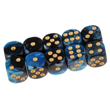 Polyhedral Dice D6 16 mm Acrylic Blue Gold Game Cubes for DND RPG Table Games Pack of 10 Durable Gaming Dice