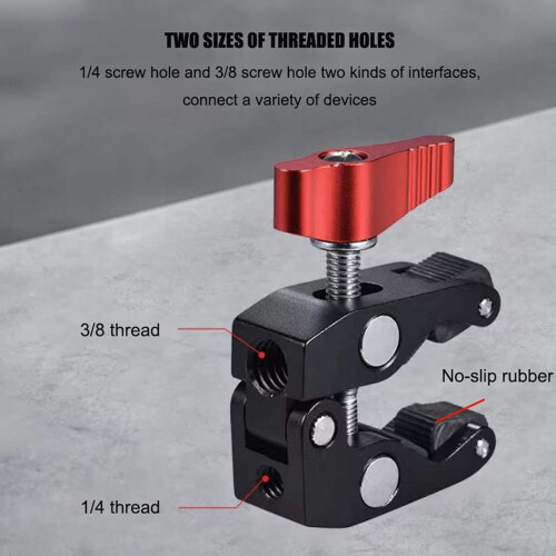 Camera Fixed Mount with Adjustable Clamp Bracket, 360 Degree Rotating Microphone Mounting Tool, Locking Control 1