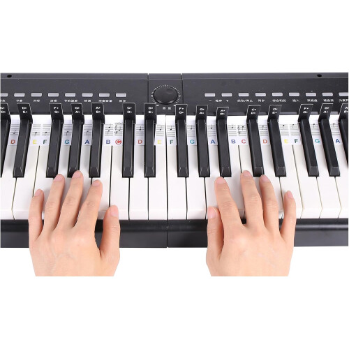 Electronic Piano Keyboard Stickers Removable Piano Key Labels Music Note Guide for Beginners Color Coded 2