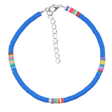 Clay Anklet Foot Jewelry Chain for Women, Polymer Clay Blue Fashion Anklet, Adjustable Size, Handmade Accessory