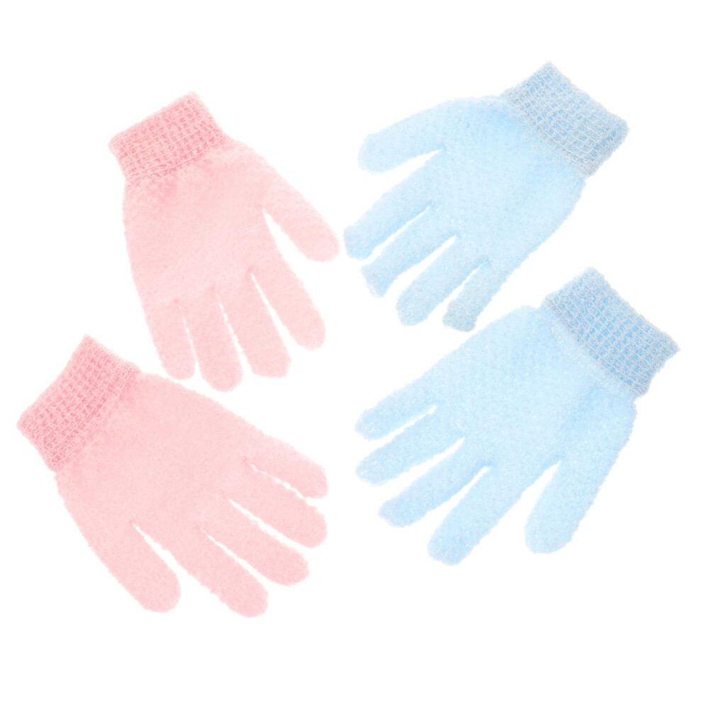 1satz Exfoliating Shower Gloves Dual-Sided Body Care Gloves for Gentle Peeling and Massage, Blue Variant