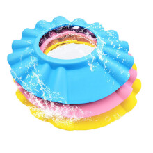 Children's Shower Caps Pack of 3 Silicone Adjustable Baby Shampoo Protection Shower Cap for Hair Washing and Safety