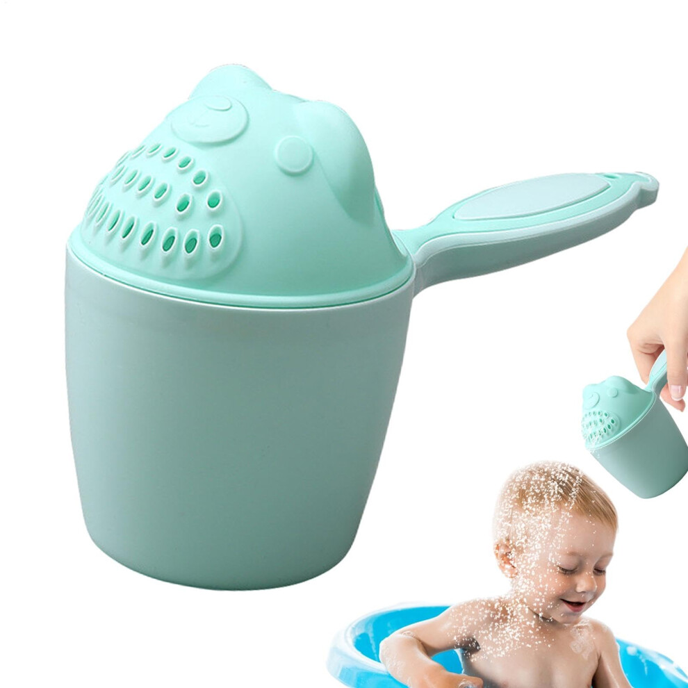 Baby Hair Washing Cup With Handle, Shampoo Rinse Cup For Easy Bath Hair Washing, Waterfall Design Light/Green