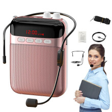Portable Voice Amplifier with Microphone, Wireless Handheld Rechargeable Voice Amplifier in Rose Gold, Compact Size