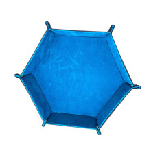 Foldable PU Leather Dice Tray Hexagon Shape for RPG and Tabletop Games, Blue Color, Compact Design