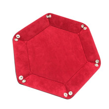 Hexagon Dice Tray PU Leather Folding Dice Holder with Sturdy Structure for Easy Storage Red for Game Night and Desk Organization