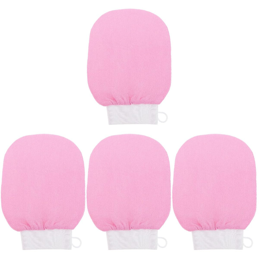 Exfoliating Shower Gloves Set of 4, Gentle Material, Reusable Peeling Mitts for Sensitive Skin, Daily Dead Skin Cell Removal