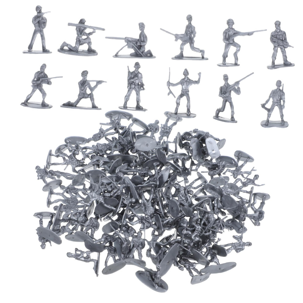 100 Mini Soldier Figures Set for Sandbox Decoration, Detailed Plastic Toy Soldiers for Boys and Collectors, Indoor Outdoor Use, Silver-image-OPC-PK2CZKW-NEW