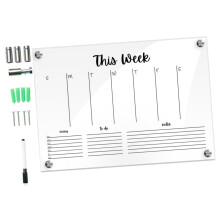 Acrylic Wall Calendar Set, Reusable Transparent Monthly Planner with Whiteboard Marker and Push Pins for Home and School