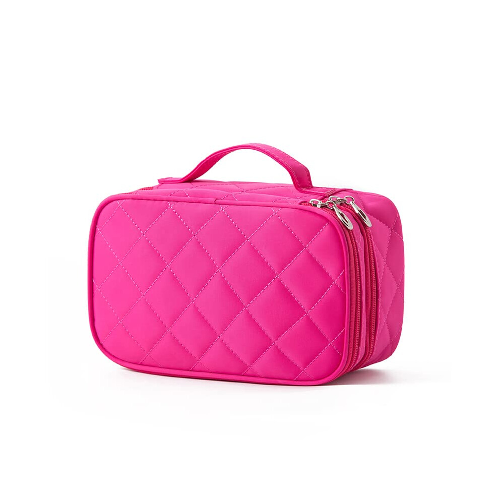 Red High Capacity Waterproof Cosmetic Bag For Women, Double Layer Travel Makeup Organizer, Toiletry Case