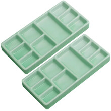 Green Ceramic Watercolor Mixing Bowls Set, 2-Piece 17.8 cm Porcelain Palette with Grid Compartments for Easy Color Mixing