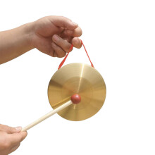 Traditional Chinese Brass Gong Instrument 15cm Copper Percussion Gong for Music and Meditation, Gold Finish