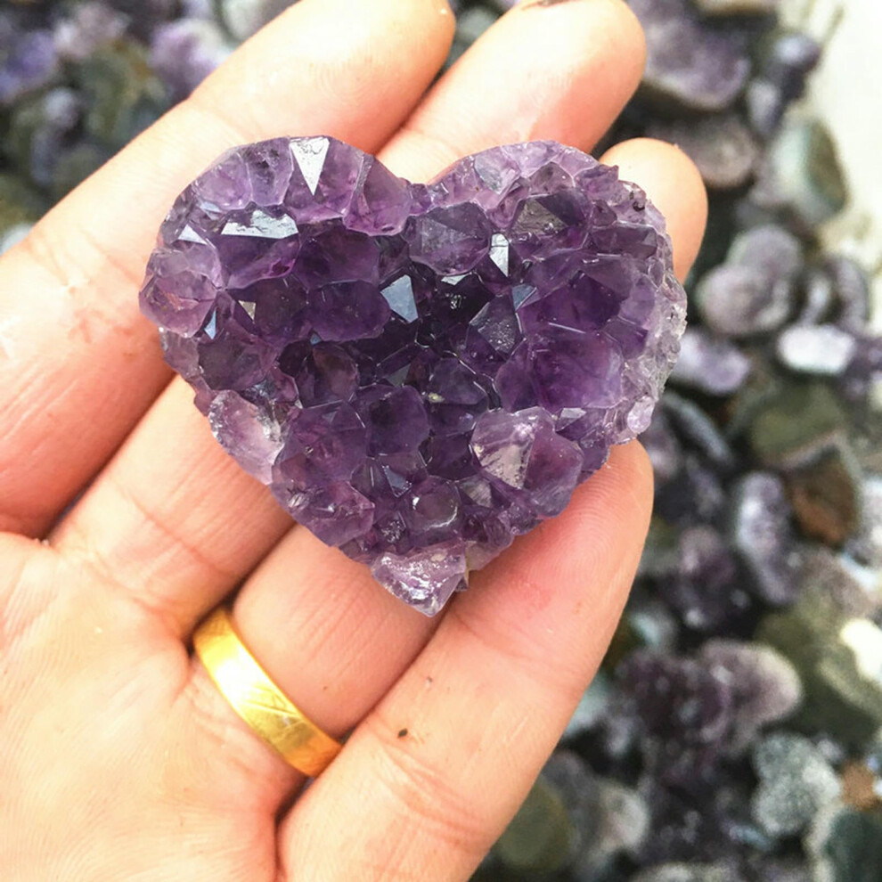 Natural Amethyst Cluster Heart Shaped Crystal Rough Stone for Jewelry and Home Decoration 4-5cm Polished Craft-image-OPC-PK2DCDZ-NEW