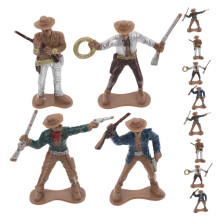 12-Piece Plastic Cowboy Figures Set for Western Party Decorations, Photo Props, Collectibles, and Educational Use