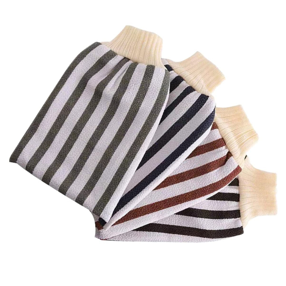 Exfoliating Bath Gloves 4-Pack for Men, Cotton Body Scrubber Wash Mitts, Spa Massaging Towel for Skin Care