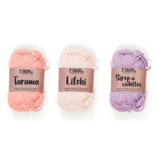 3 hilos especiales de algodón para ganchillo 55 m - rosa claro-malva-rosa viejo
