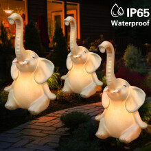 (1 to 3 elephant lights - gray) 3pcs Set New Upgraded Solar Outdoor Elephant Statue Light | Garden, Lawn, Yard Decorative Light, Summer Decoration
