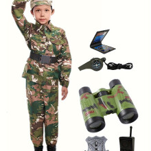 (Matcha Color, 5-6Y) Boy's camouflage clothing, printed pattern camouflage suit, buttoned jacket outfit, children's school summer camp outdoor