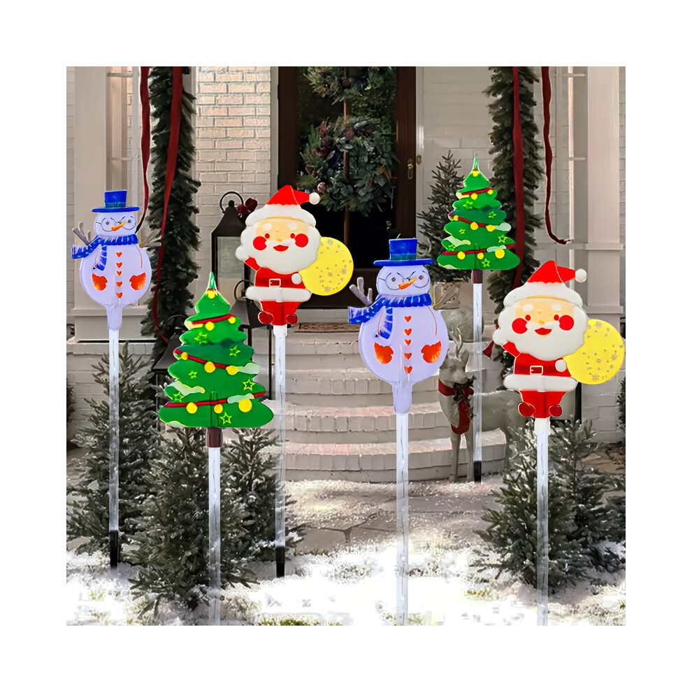Mdsrjone (Xmas) 6Pcs Outdoor Solar Christmas Garden Stake Lights, Solar Santa Claus, Snowman And Christmas Tree, 8 Mode Lighting Christmas Lights