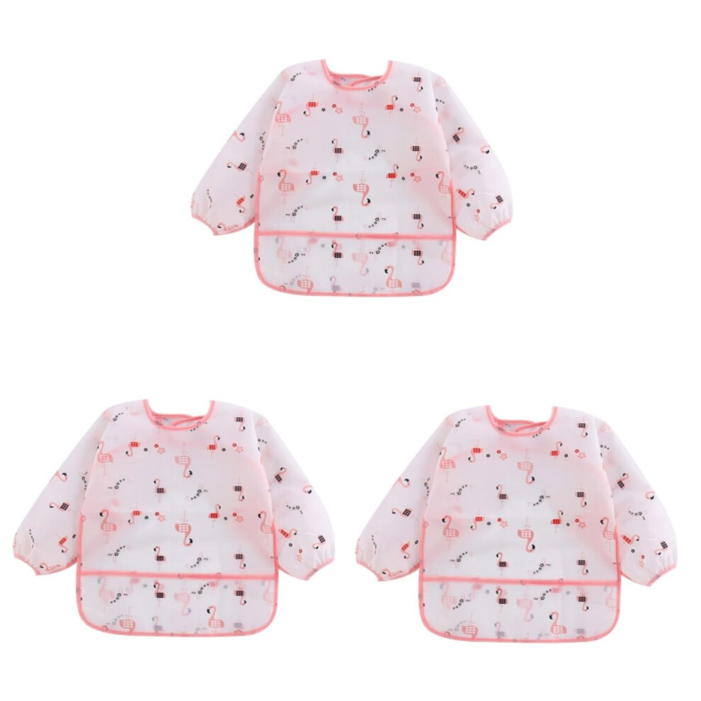 Children's Painting Aprons Waterproof Bibs Pack Of 3 For Toddlers Smocked Baby Clothes Baby Food Apron Coat Pink