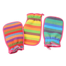 Double-Sided Bath Towels Pack of 3 with Body Wash, Exfoliating Gloves, Scrubber, and Makeup Remover Cloth