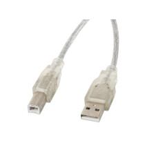 Lanberg AM-BM Ferrit USB 2.0 Kabel 3m Gennemsigtig