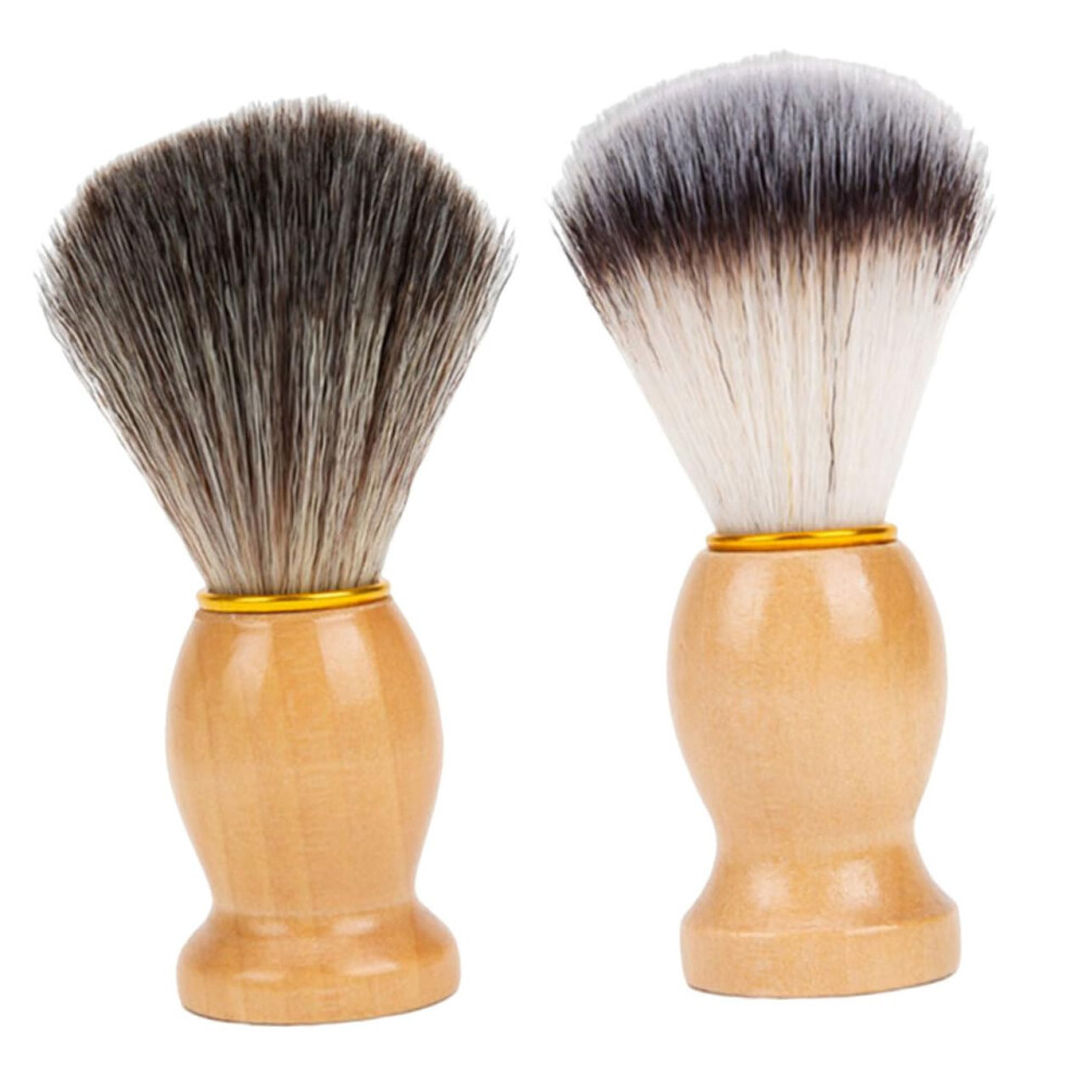 Pack of 2 Professional Shaving Brushes for Men with Soft Nylon Bristles for Shaving Soap and Facial Cleansing
