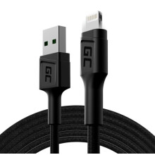 Green Cell Cable Ray USB-A - Lightning LED 2 m, schnelles Aufladen von Apple 2,4 A