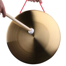 Brass Gong - Chinese Bronze Feng Shui Hand Gong, Round Shape, 36 cm Small Large Size, Durable Brass Construction