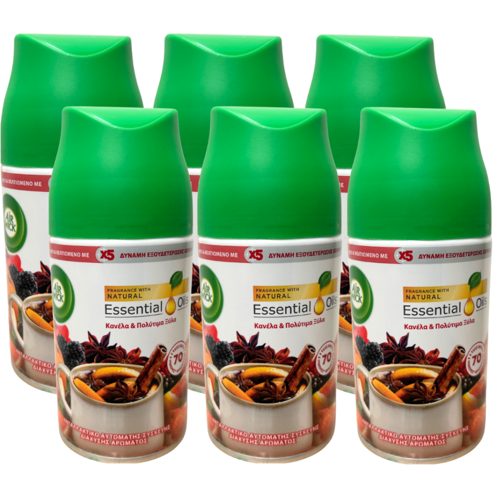 6 x Air Wick Freshmatic Spray Refill 250ml - Crackling Fire & Cinnamon Spice-image-OPC-PK2DWKS-NEW