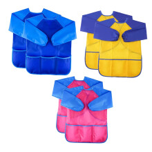 Children's Painting Gowns Long Sleeve Coat 6-Pack Toddler Art Smocks Assorted Colors Polyester Bibs Overalls
