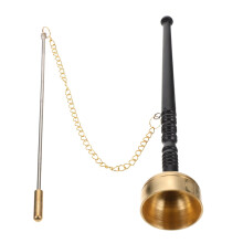 Buddhist Yin Qing Gong Hand Musical Instrument Handmade Copper with Smooth Wooden Handle 5x25.5cm Assorted Colors