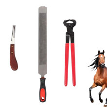 Horse Farrier Hoof Trim Tool Kit - 3-Piece Professional Hoof Cutting Pliers, File Stapler, Horseshoe Tool for Equine Care