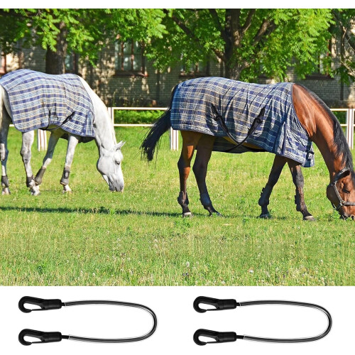 Adjustable Elastic Horse Blanket Leg Straps with Double Clip Design, Stretch Replacement, 4-Pack, Durable Material 1