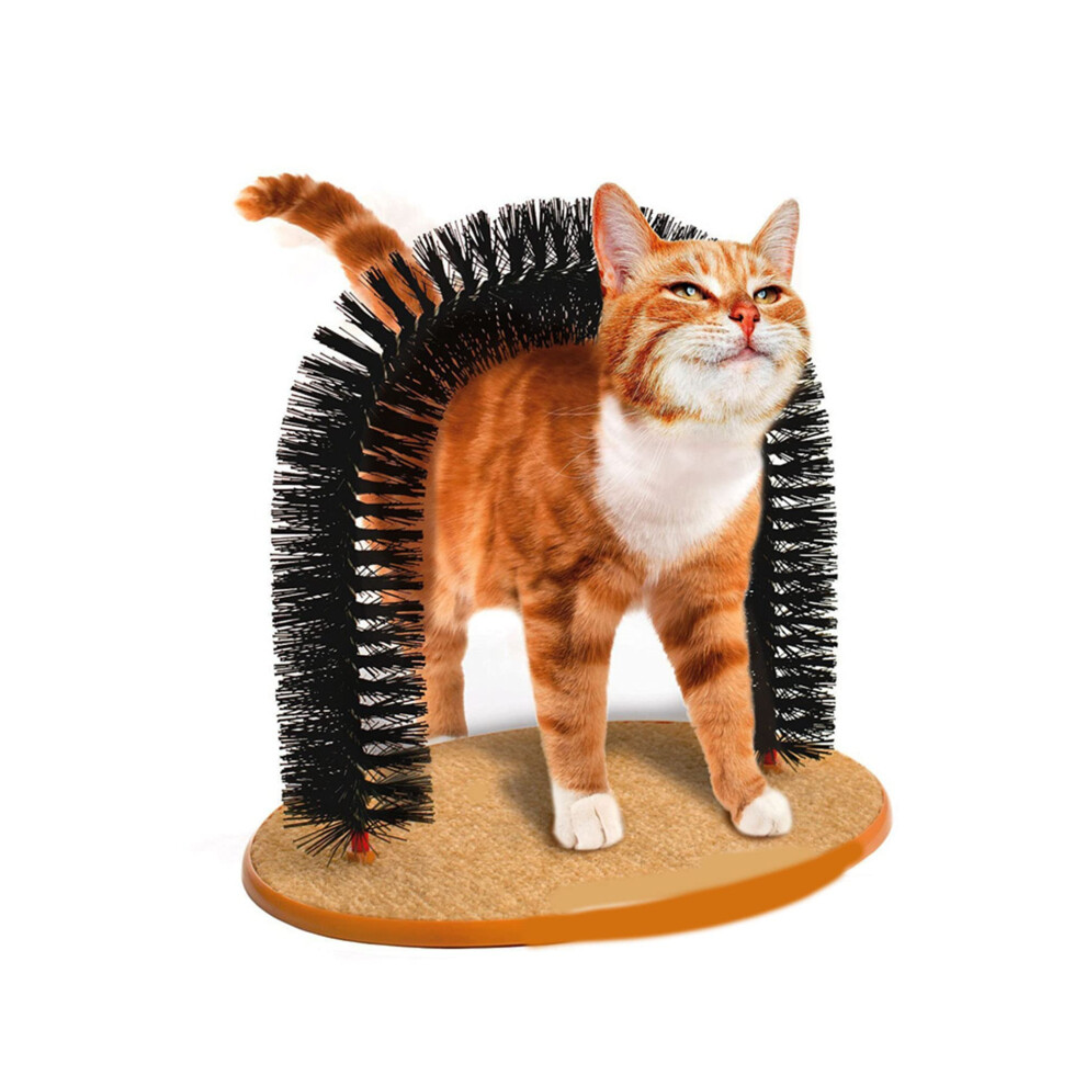 Arch Cat Groom Self-Care Cat Toy with Bristle Massager and Scratching Arch for Kittens and Cats, Self Grooming and Play