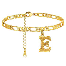 Hexagon Anklet for Girls, Adjustable Size, 26 Initials Charm, Women's Jewelry, Letter Foot Chain Accessory