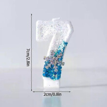 PARK (Blau Nr. 7) Weihnachts- und Geburtstagszahlenkerzen, Schneeflocke, Frozen, digitale Kerzen, 0–9,
