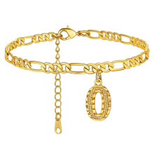 Hexagonal Initial Anklet for Girls, Customizable with 26 Letter Charms, Adjustable Size, Fashion Jewelry Accessory