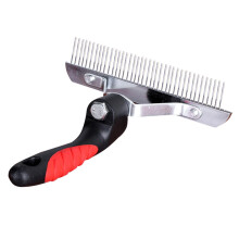Dog Hair Comb for Large Breeds Professional Grooming Brush with Non-Slip Grip and Hanging Hole for Mats and Shedding Silver